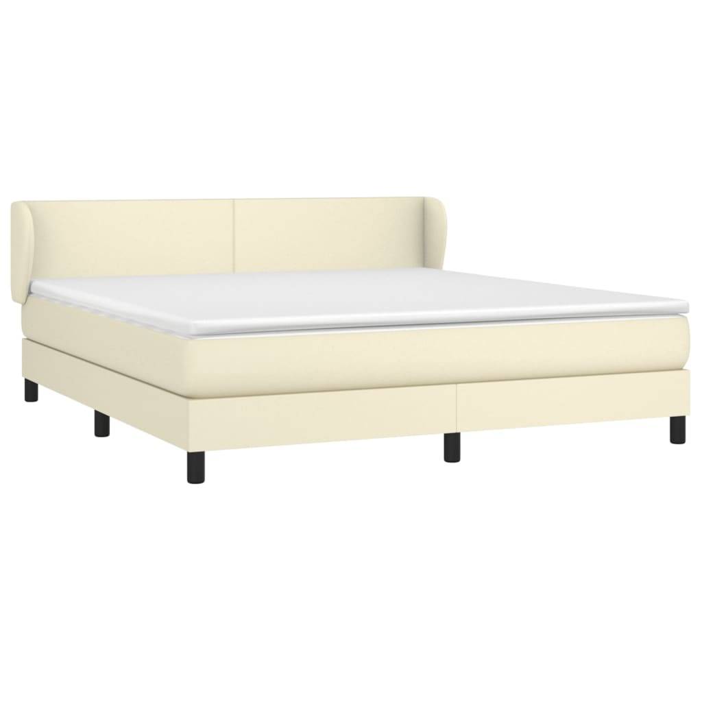 vidaXL Boxspringbett mit Matratze Creme 160x200 cm Kunstleder