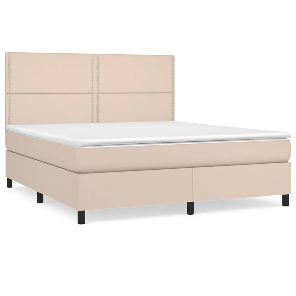 vidaXL Boxspringbett Matratze Cappuccino-Braun 180x200 cm Kunstleder