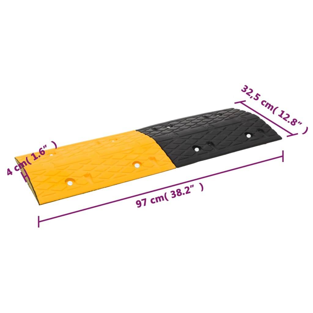 vidaXL Bodenschwellen 4 Stk. Gelb & Schwarz 97x32,5x4 cm Gummi