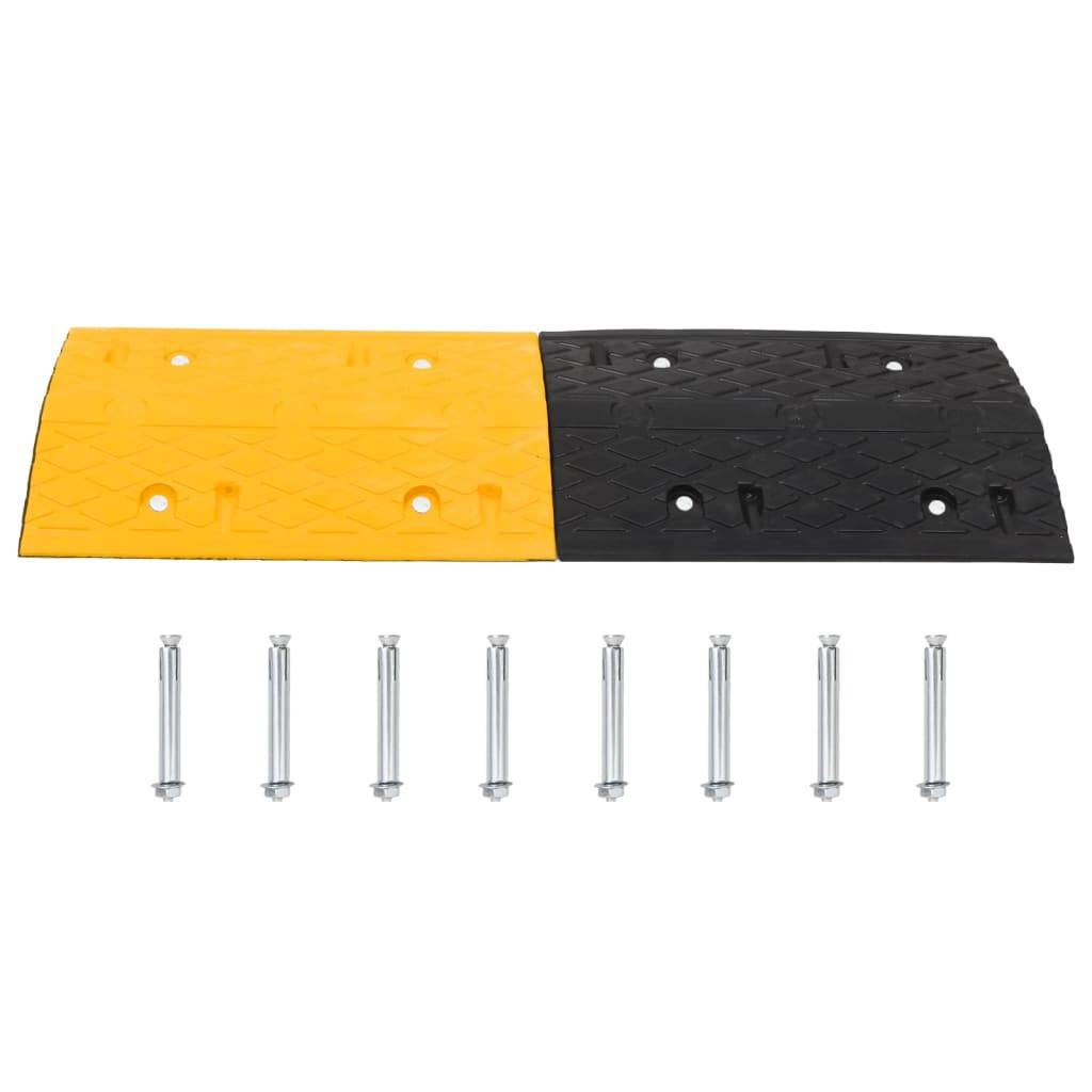 vidaXL Bodenschwellen 2 Stk. Gelb & Schwarz 97x32,5x4 cm Gummi