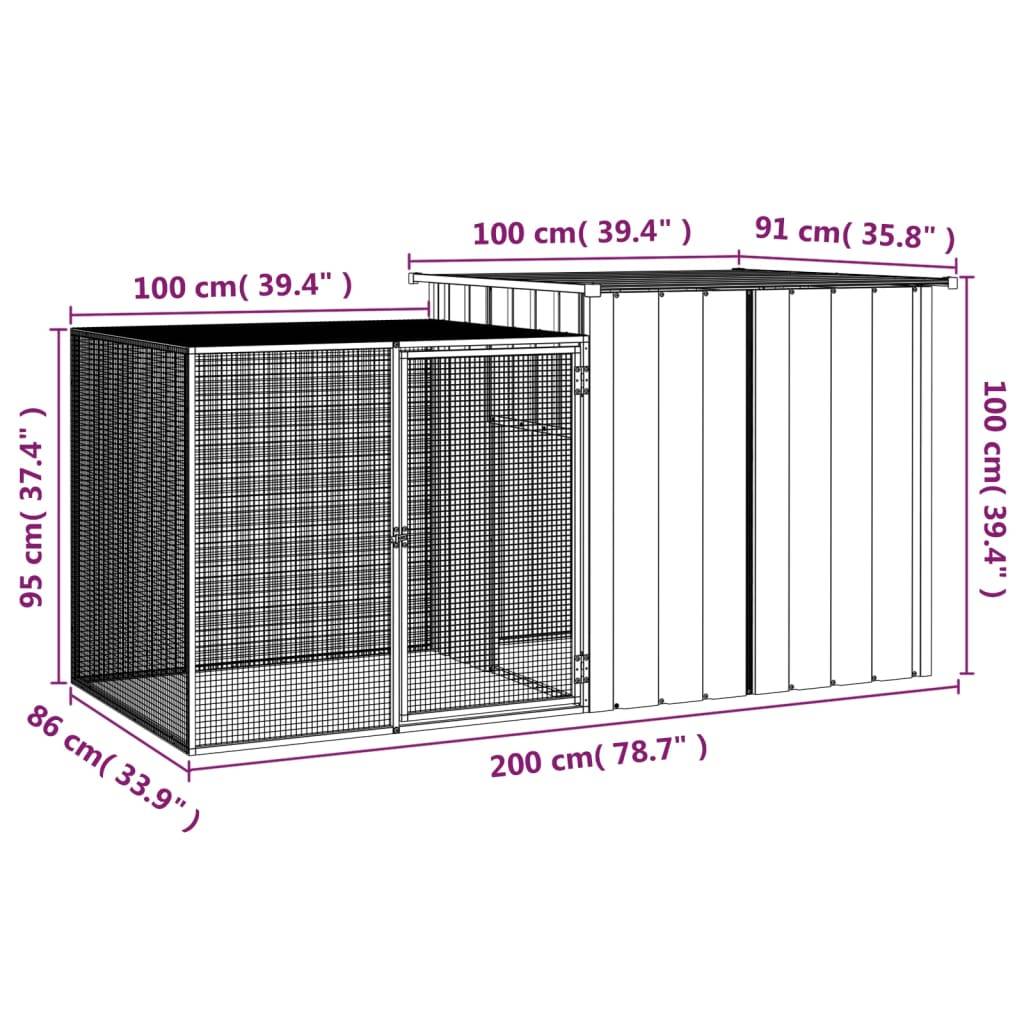 vidaXL Kaninchenkäfig Grau 200x91x100 cm Verzinkter Stahl