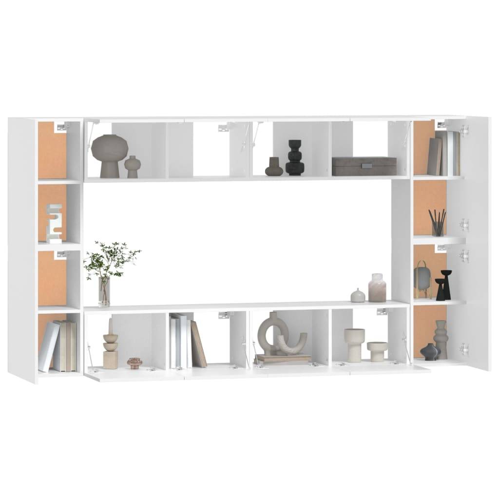 vidaXL 8-tlg. TV-Schrank-Set Weiß Holzwerkstoff