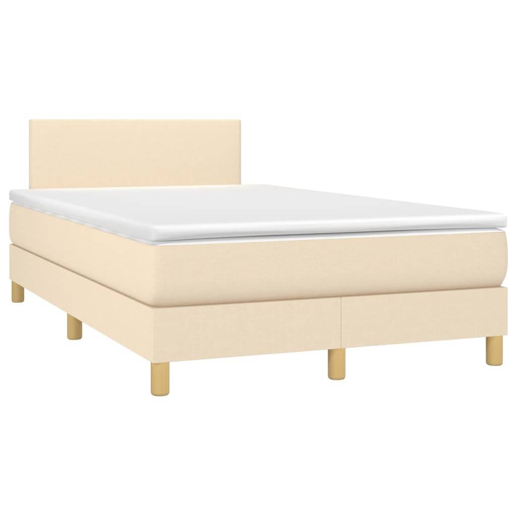 vidaXL Boxspringbett mit Matratze & LED Creme 120x200 cm Stoff