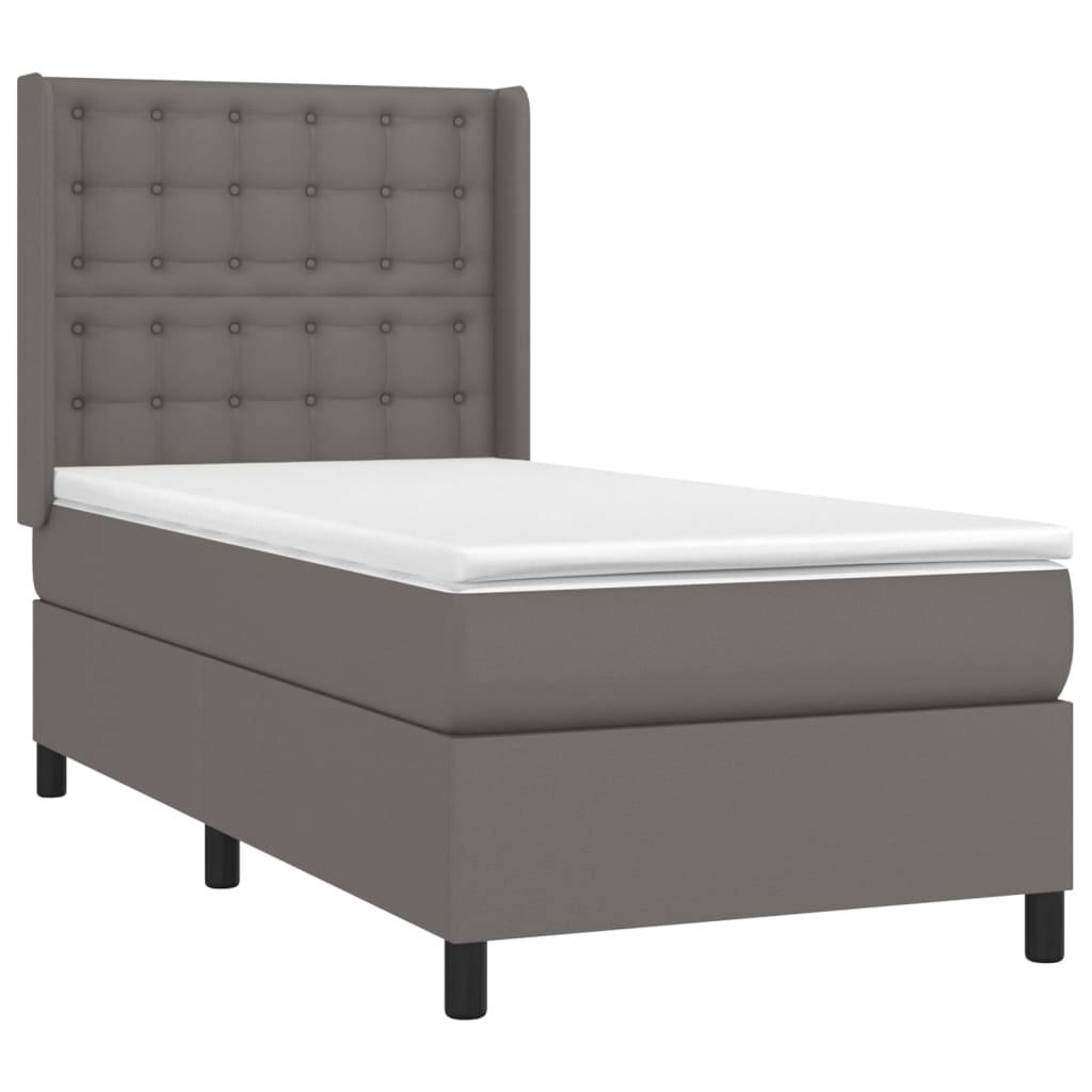 vidaXL Boxspringbett mit Matratze &amp; LED Grau 80x200 cm Kunstleder