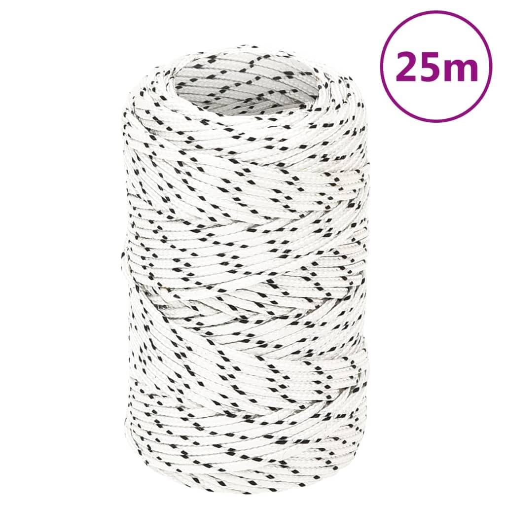 vidaXL Bootsseil Geflochten Weiß 2 mmx25 m Polyester