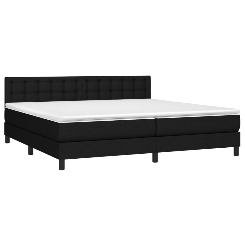 vidaXL Boxspringbett mit Matratze & LED Schwarz 200x200 cm Stoff