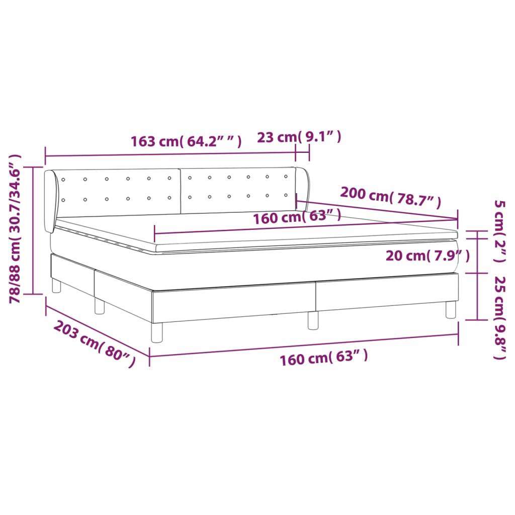 vidaXL Boxspringbett mit Matratze Creme 160x200 cm Kunstleder