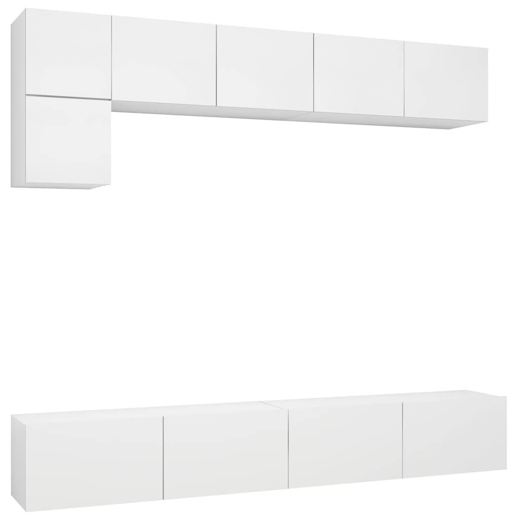 vidaXL 5-tlg. TV-Schrank-Set Weiß Holzwerkstoff