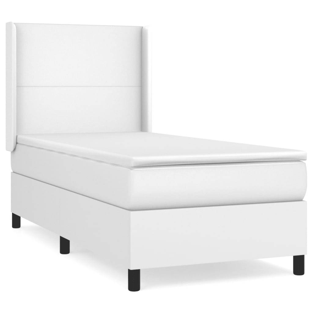 vidaXL Boxspringbett mit Matratze Weiß 100x200 cm Kunstleder