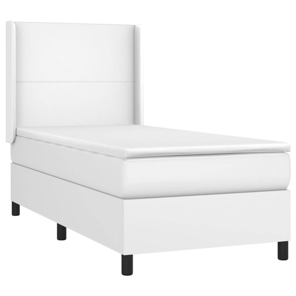 vidaXL Boxspringbett mit Matratze Weiß 100x200 cm Kunstleder