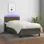 vidaXL Boxspringbett mit Matratze & LED Dunkelbraun 100x200 cm Stoff vidaXL Boxspringbett mit Matratze & LED Dunkelbraun 100x200 cm Stoff