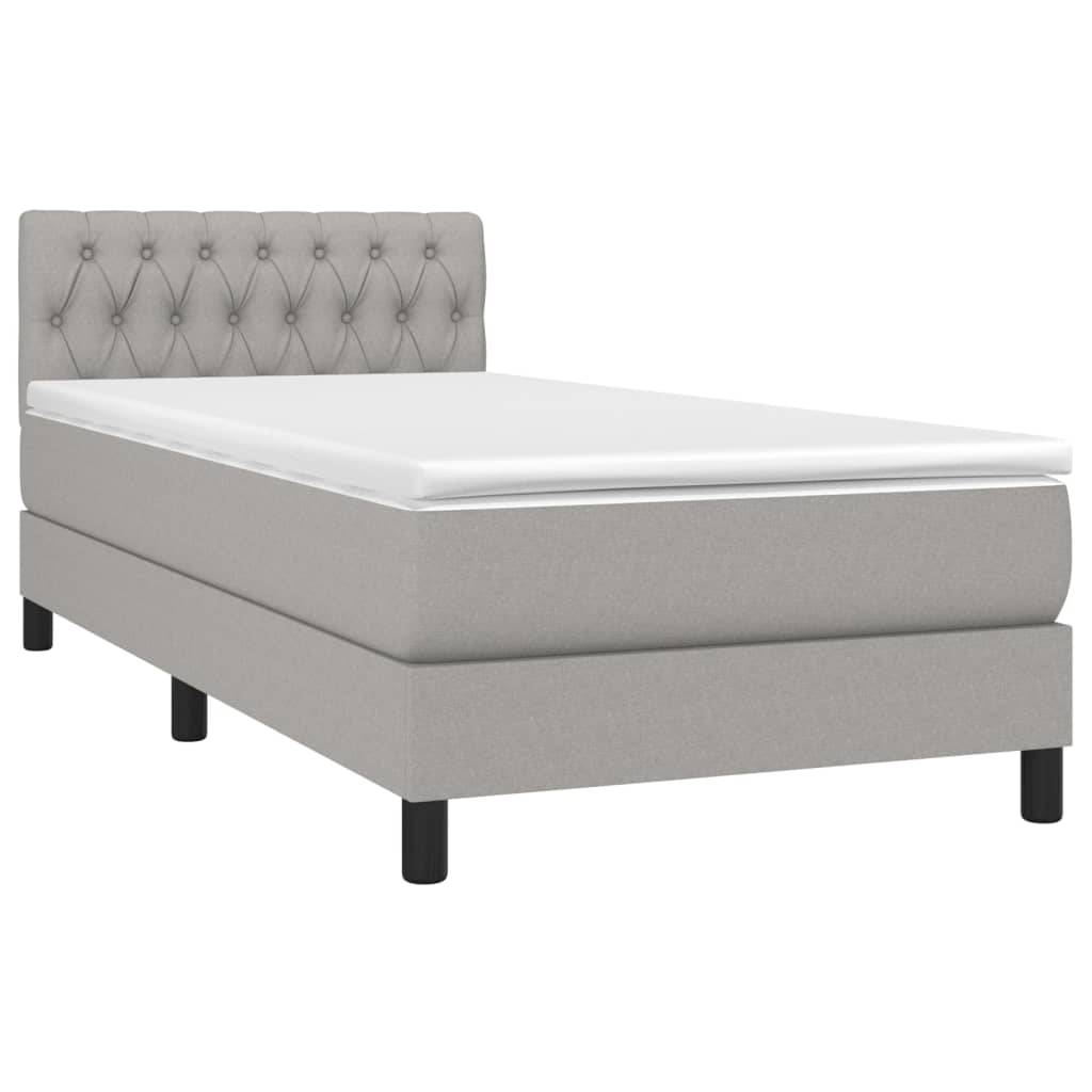 vidaXL Boxspringbett mit Matratze Hellgrau 90x200 cm Stoff