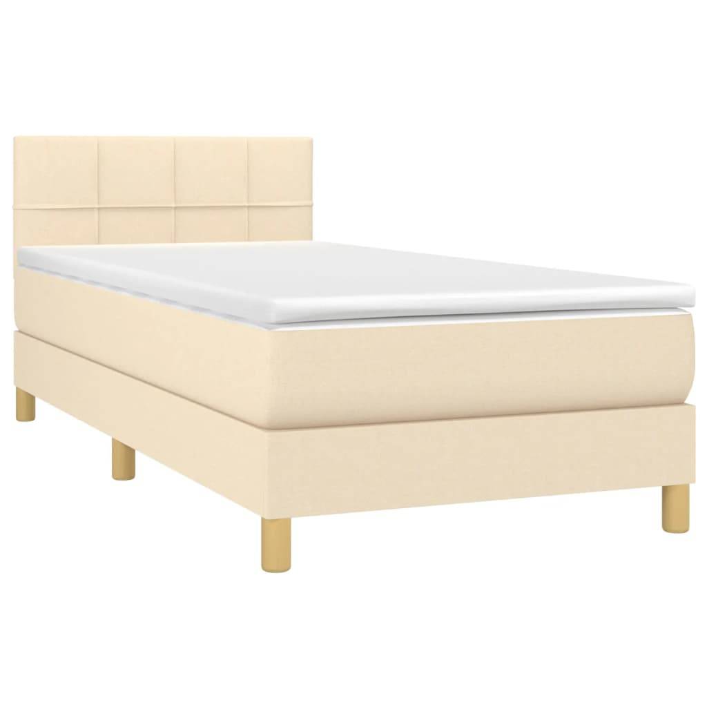 vidaXL Boxspringbett mit Matratze & LED Creme 100x200 cm Stoff