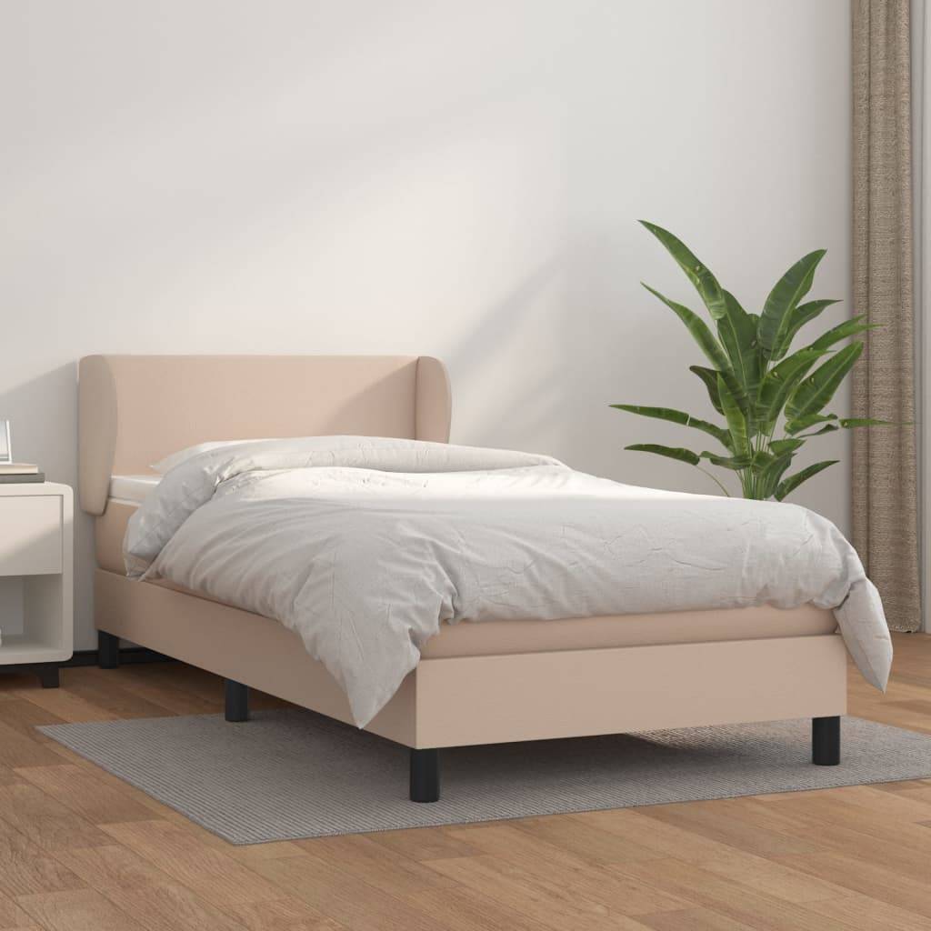 vidaXL Boxspringbett mit Matratze Cappuccino-Braun 90x190cm Kunstleder