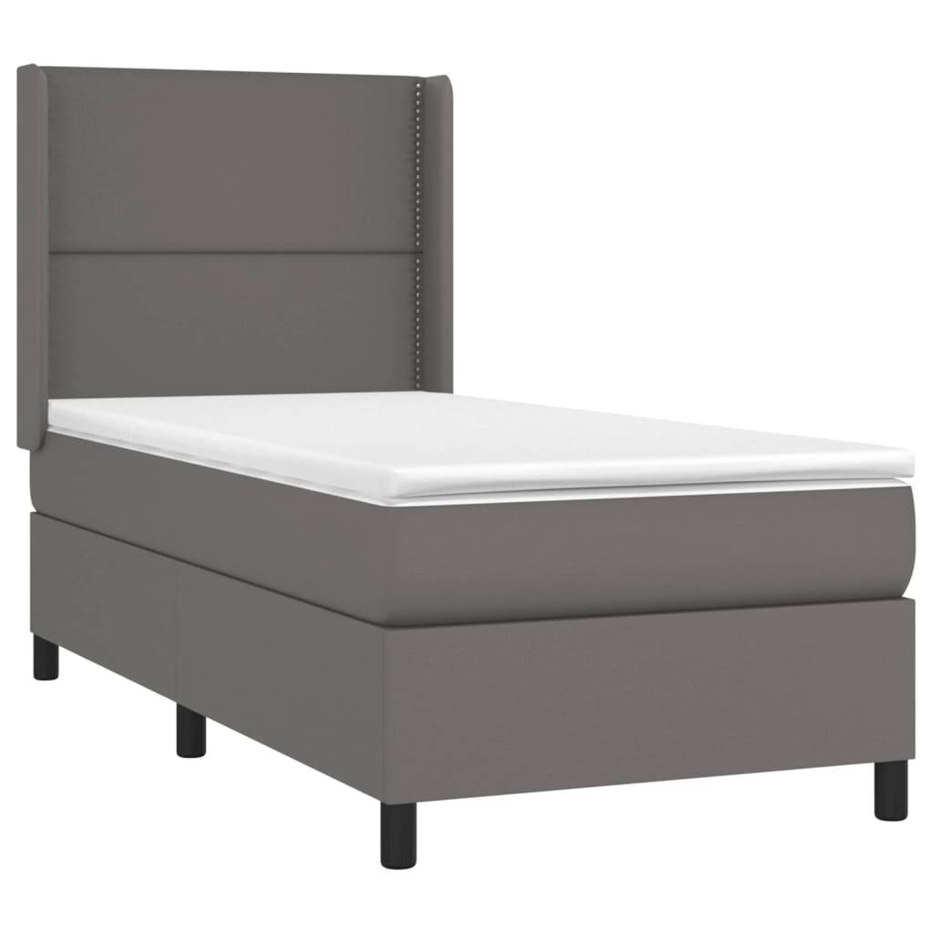 vidaXL Boxspringbett mit Matratze Grau 100x200 cm Kunstleder