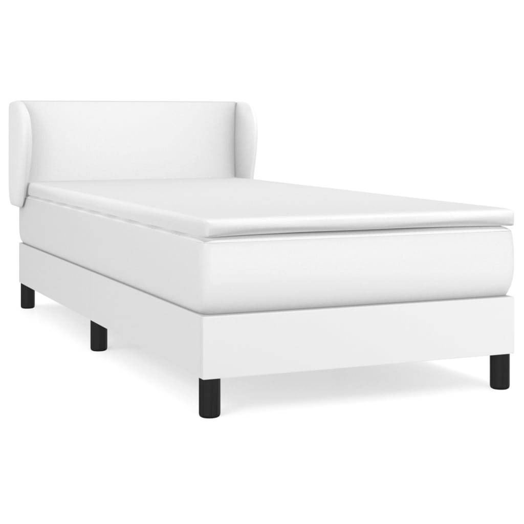 vidaXL Boxspringbett mit Matratze Weiß 100x200 cm Kunstleder