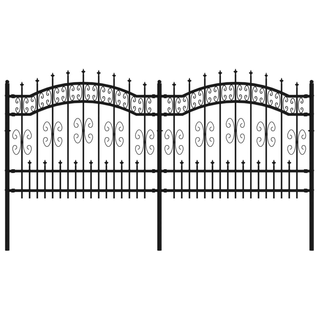 vidaXL Gartenzaun mit Speerspitze Schwarz 240 x 100 cm Pulverbeschichteter Stahl