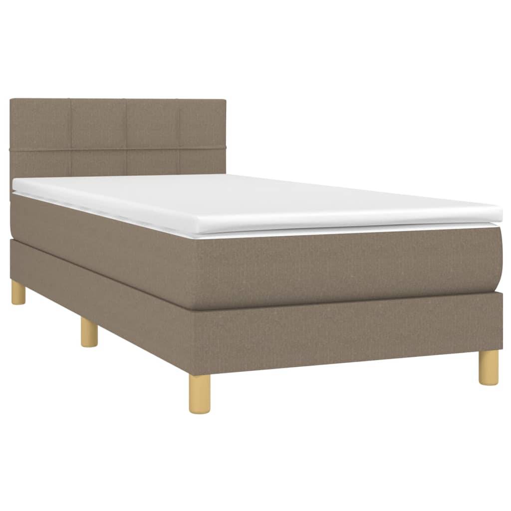 vidaXL Boxspringbett mit Matratze & LED Taupe 100x200 cm Stoff