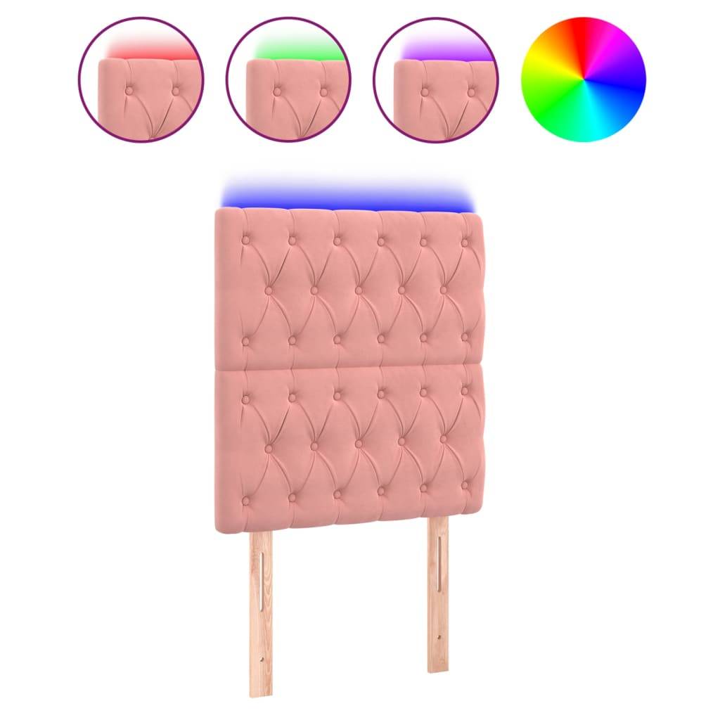 vidaXL LED Kopfteil Rosa 80x7x118/128 cm Samt