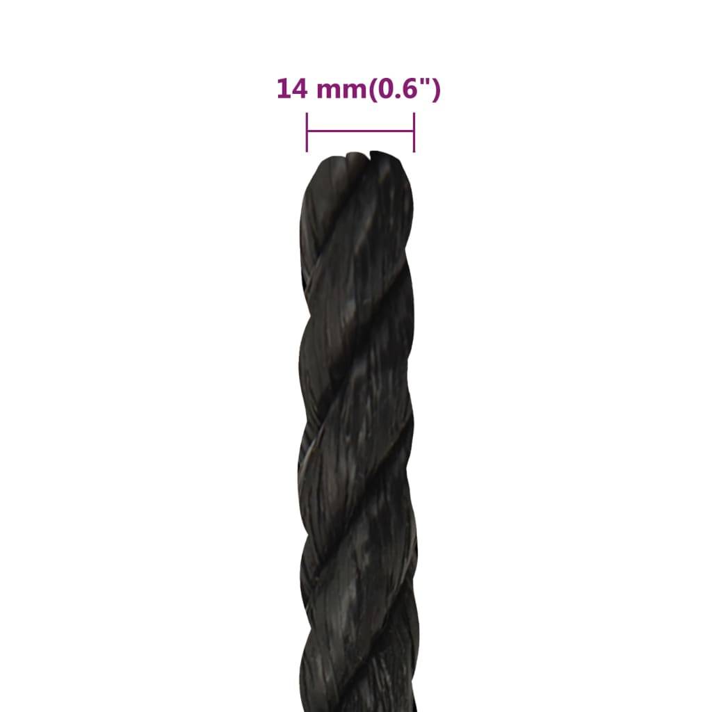vidaXL Arbeitsseil Schwarz 14 mm 50 m Polypropylen