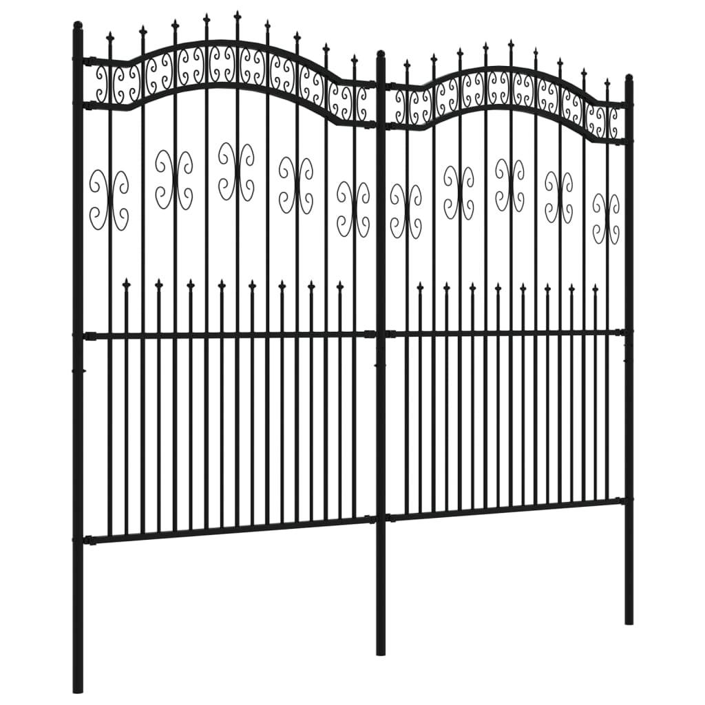 vidaXL Gartenzaun mit Speerspitzen Schwarz 222 cm Stahl