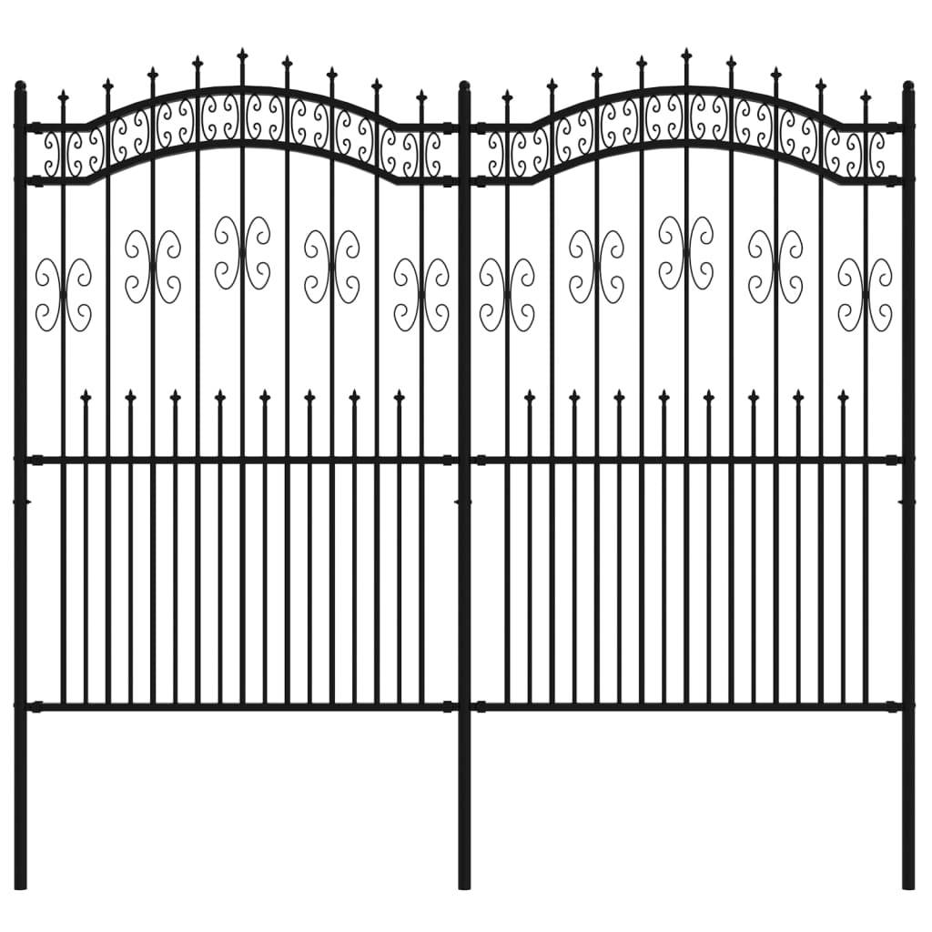vidaXL Gartenzaun mit Speerspitzen Schwarz 222 cm Stahl