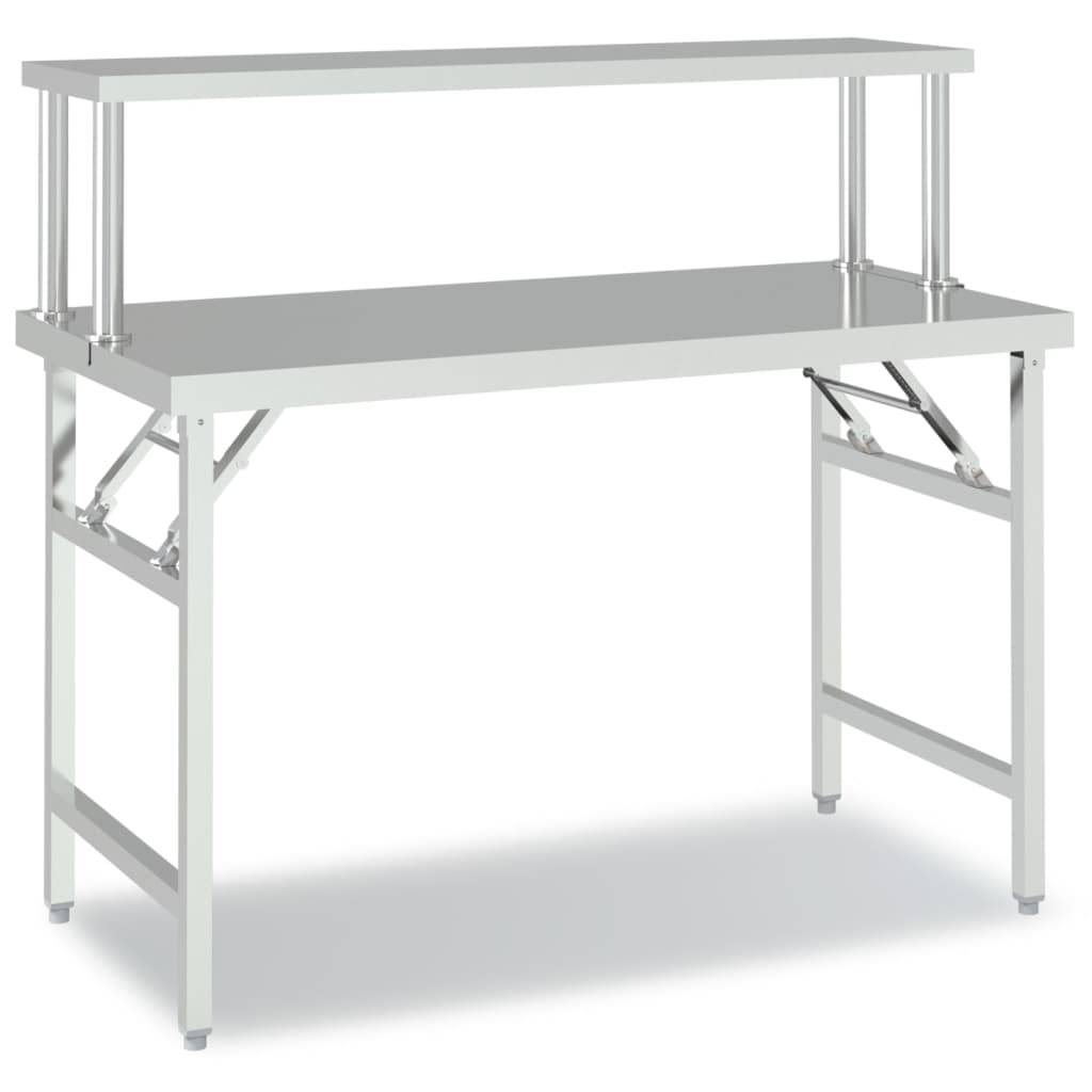 vidaXL Küchen-Arbeitstisch mit Aufsatzboard 120x60x115 cm Edelstahl