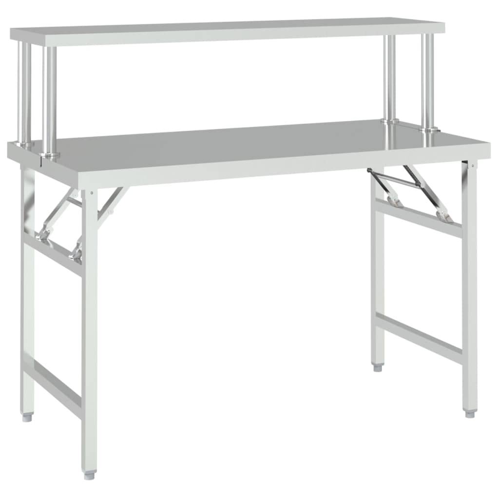 vidaXL Küchen-Arbeitstisch mit Aufsatzboard 120x60x115 cm Edelstahl