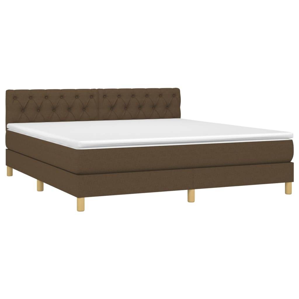 vidaXL Boxspringbett mit Matratze & LED Dunkelbraun 160x200 cm Stoff