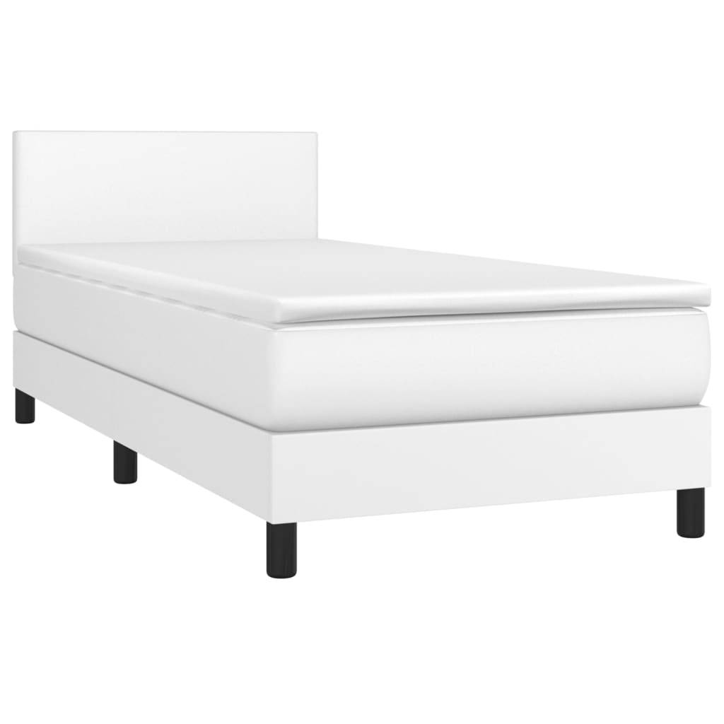 vidaXL Boxspringbett mit Matratze Weiß 80x200 cm Kunstleder