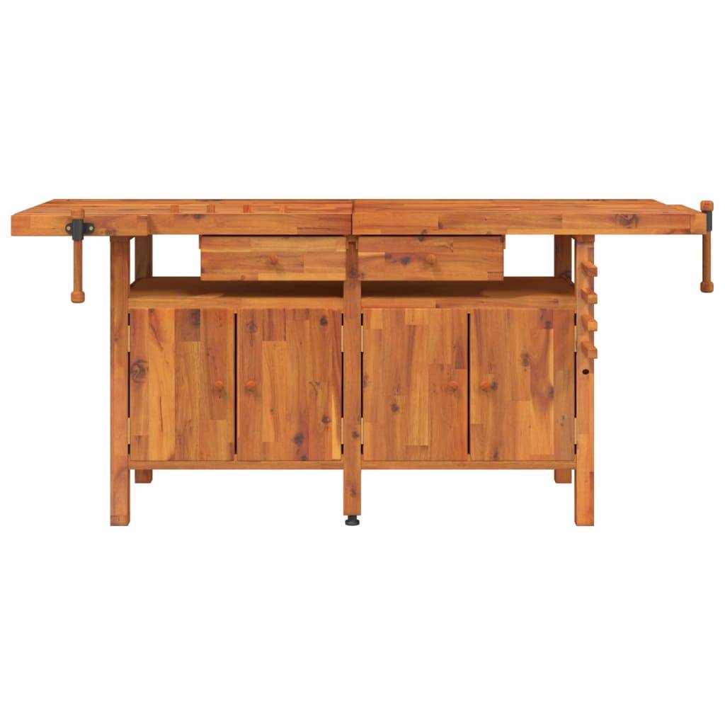 vidaXL Werkbank mit Schubladen Schraubstöcken 192x62x83 cm Akazienholz