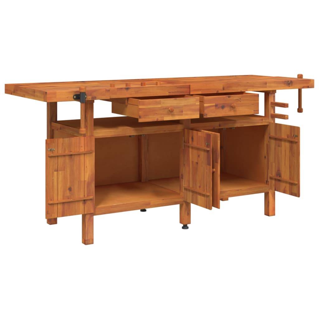 vidaXL Werkbank mit Schubladen Schraubstöcken 192x62x83 cm Akazienholz