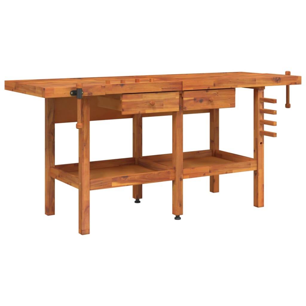 vidaXL Werkbank mit Schubladen Schraubstöcken 192x62x83 cm Akazienholz