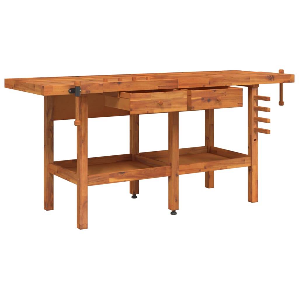 vidaXL Werkbank mit Schubladen Schraubstöcken 192x62x83 cm Akazienholz