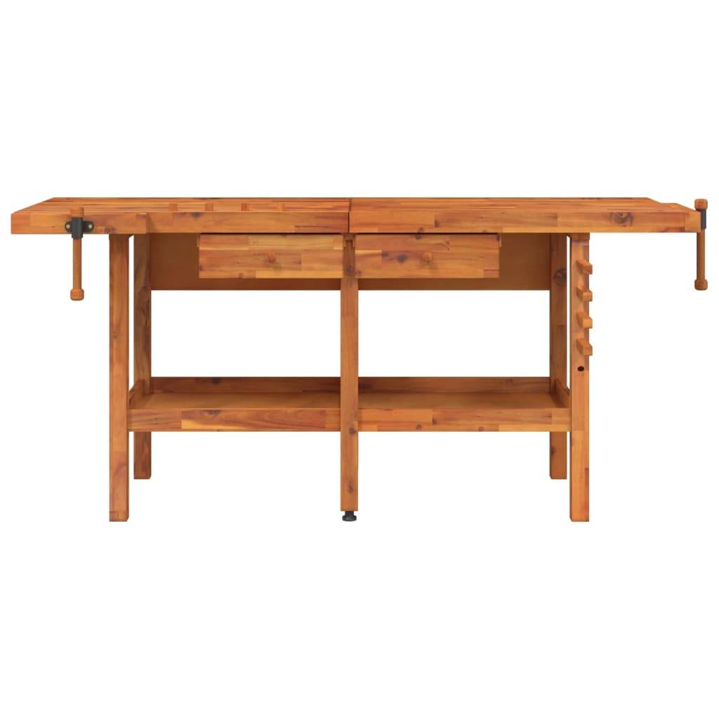vidaXL Werkbank mit Schubladen Schraubstöcken 192x62x83 cm Akazienholz