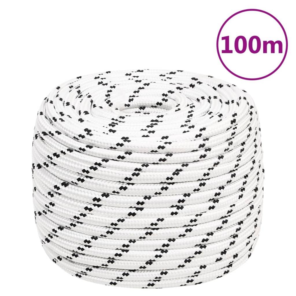 vidaXL Bootsseil Geflochten Weiß 12 mmx100 m Polyester