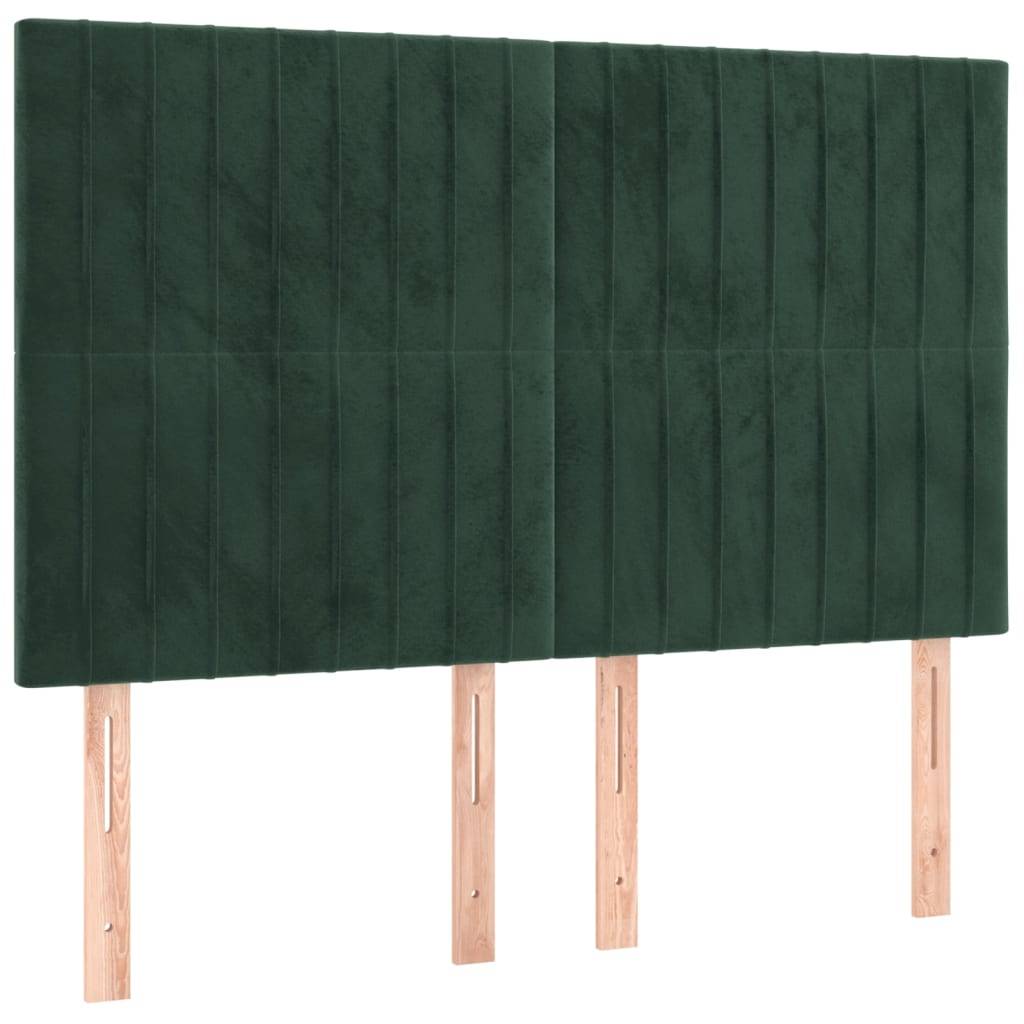 vidaXL LED Kopfteil Dunkelgrün 144x5x118/128 cm Samt