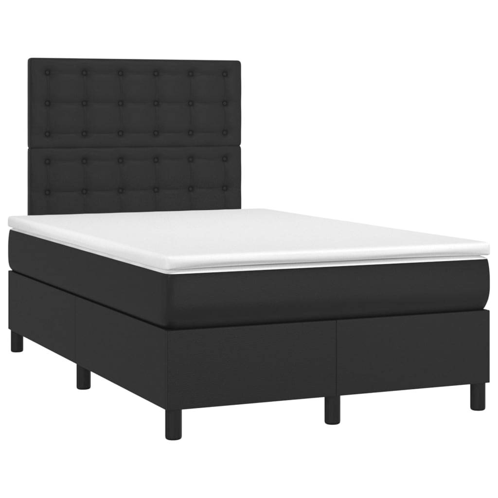 vidaXL Boxspringbett mit Matratze & LED Schwarz 120x200 cm Kunstleder