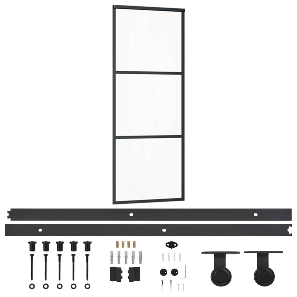vidaXL Schiebetür mit Beschlag ESG-Glas & Aluminium 76x205 cm