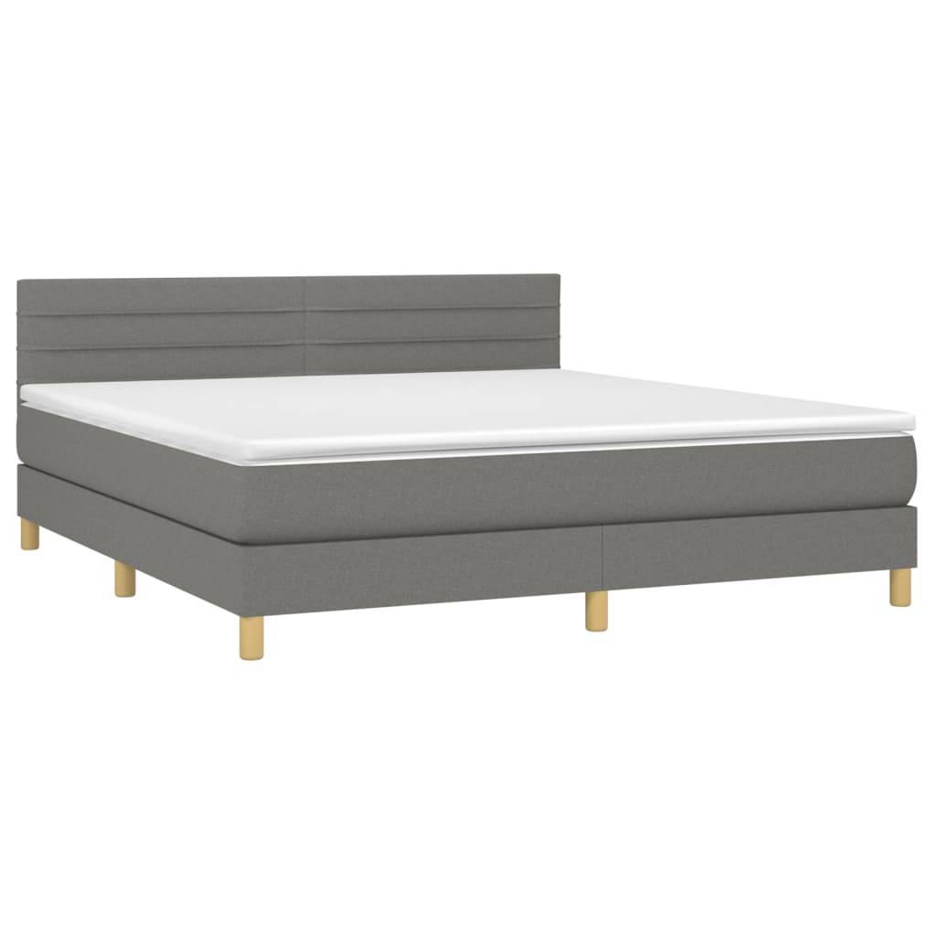 vidaXL Boxspringbett mit Matratze Dunkelgrau 160x200 cm Stoff