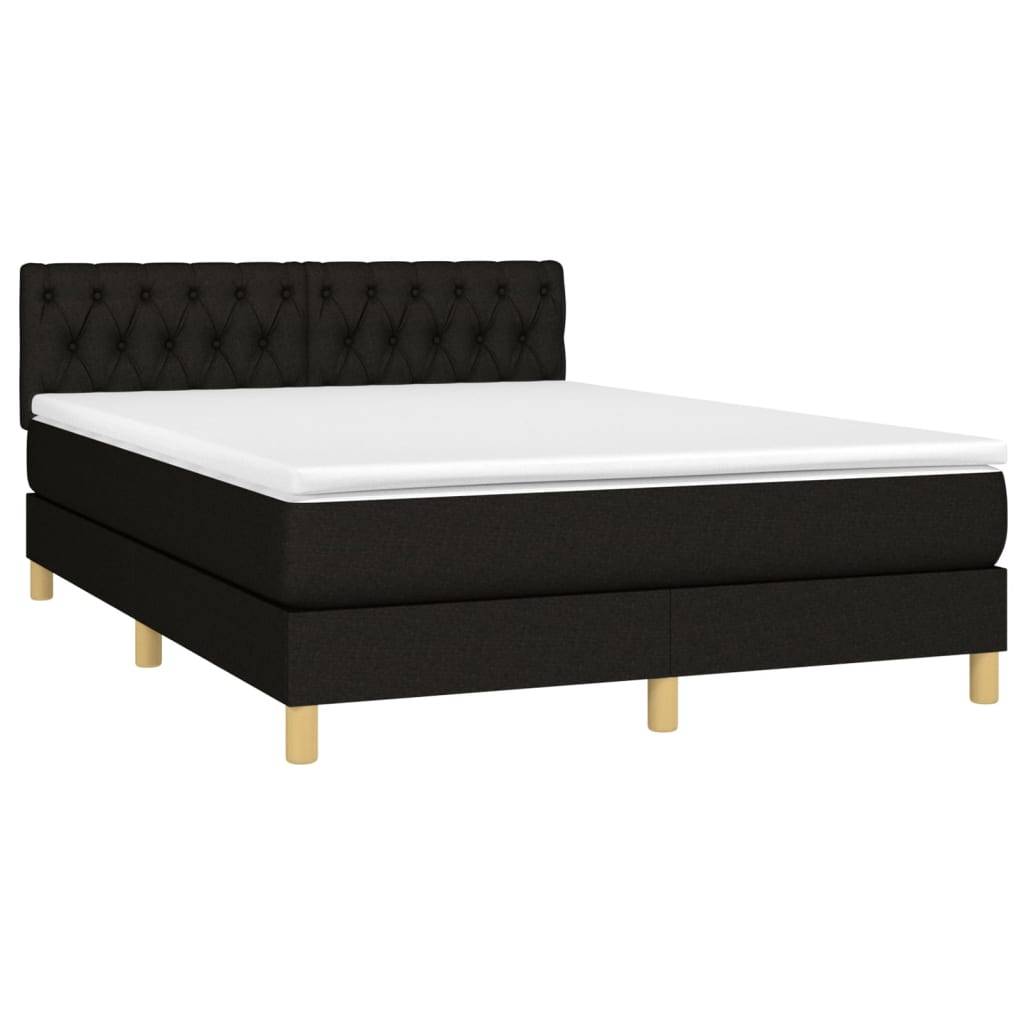 vidaXL Boxspringbett mit Matratze & LED Schwarz 140x190 cm Stoff