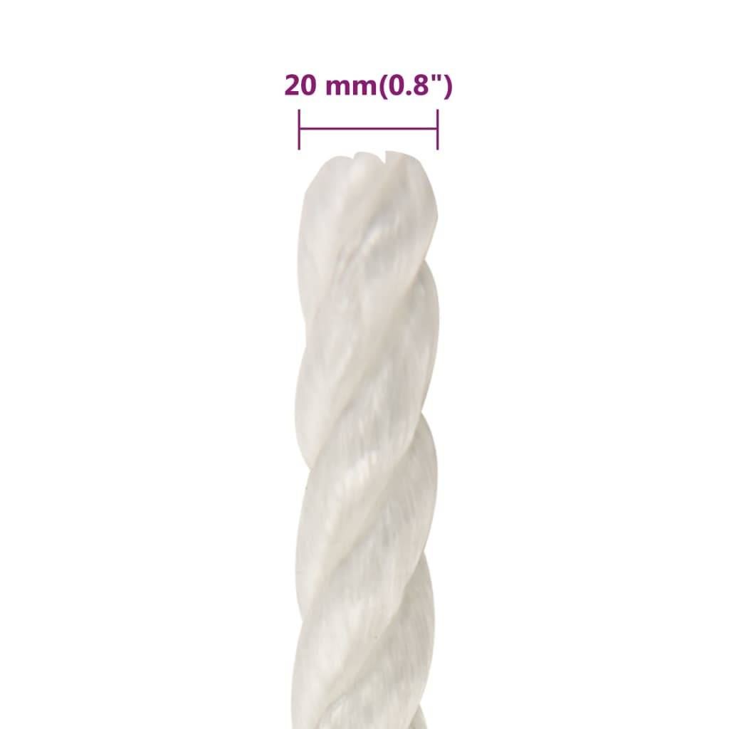 vidaXL Arbeitsseil Weiß 20 mm 50 m Polypropylen