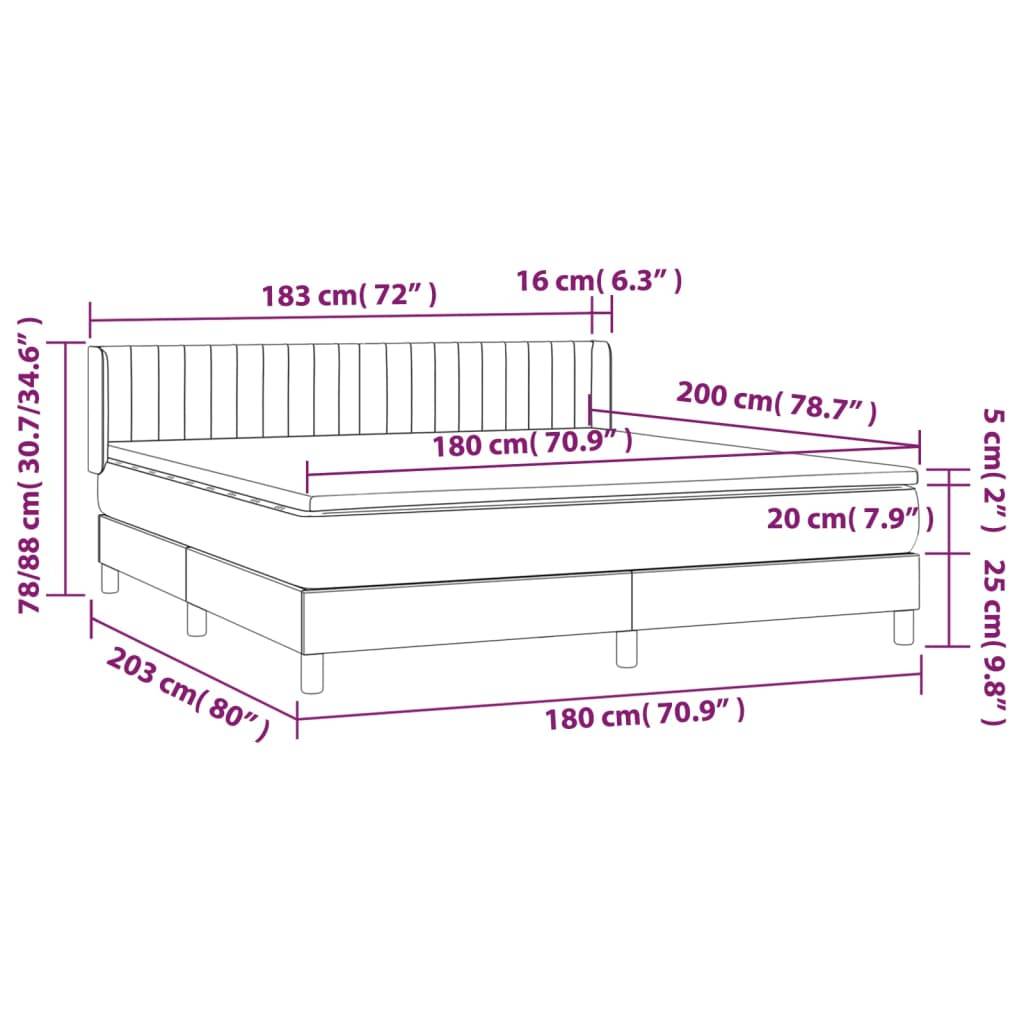 vidaXL Boxspringbett mit Matratze Blau 180x200 cm Stoff