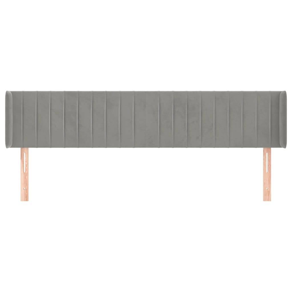 vidaXL Kopfteil mit Ohren Hellgrau 183x16x78/88 cm Samt