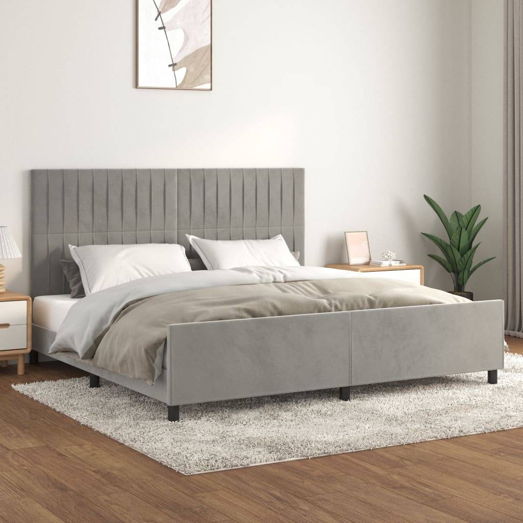 vidaXL Bettgestell ohne Matratze Hellgrau 200x200 cm Samt