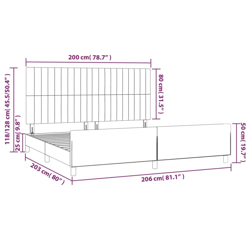 vidaXL Bettgestell ohne Matratze Hellgrau 200x200 cm Samt