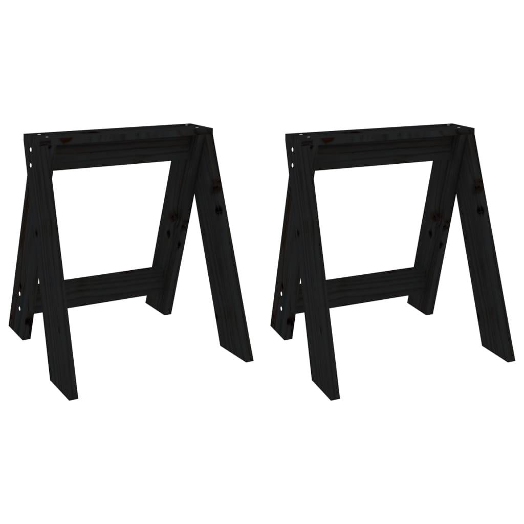 vidaXL Hocker 2 Stk. Schwarz 40x40x45 cm Massivholz Kiefer