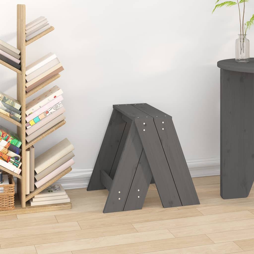 vidaXL Hocker 2 Stk. Grau 40x40x45 cm Massivholz Kiefer
