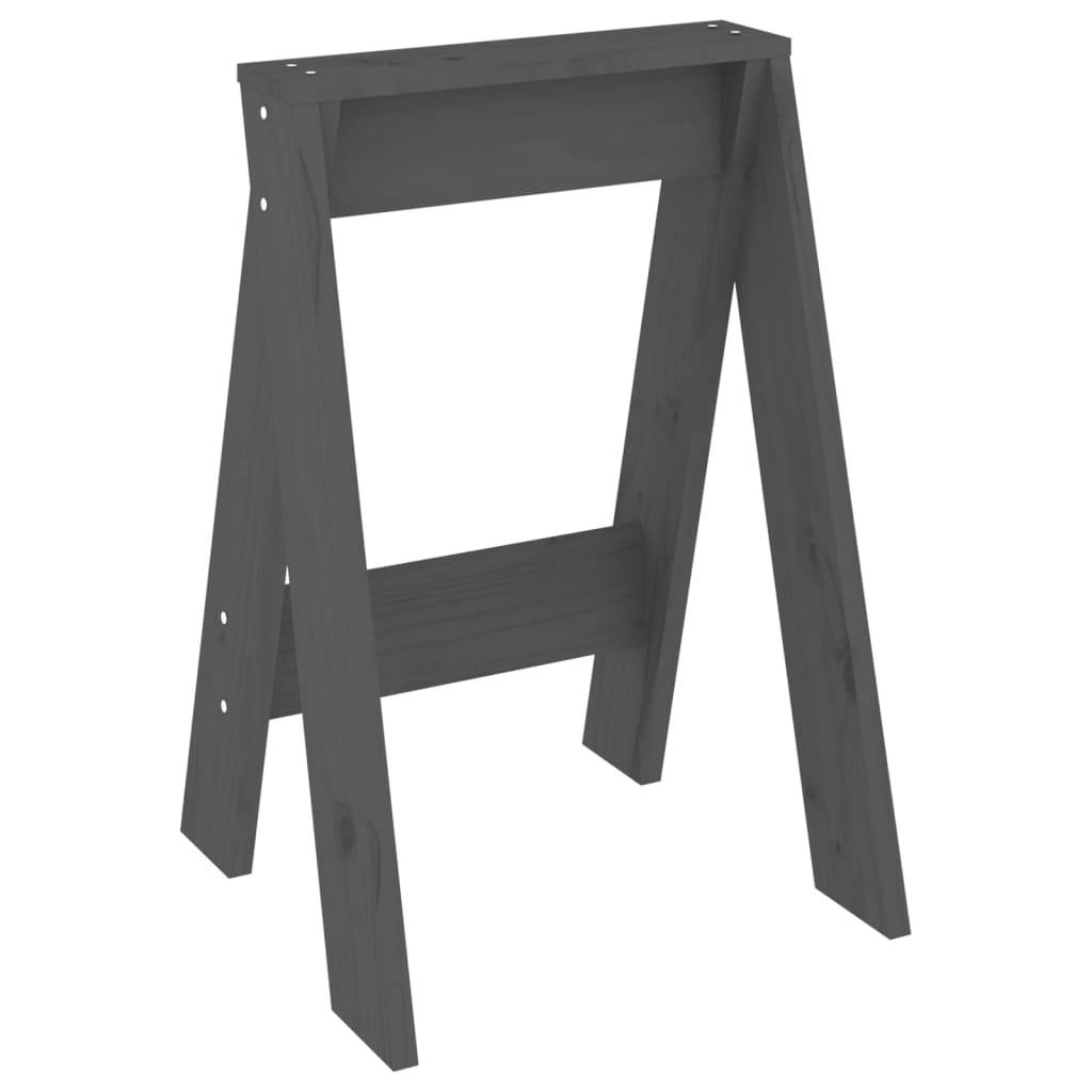 vidaXL Hocker 2 Stk. Grau 40x40x60 cm Massivholz Kiefer
