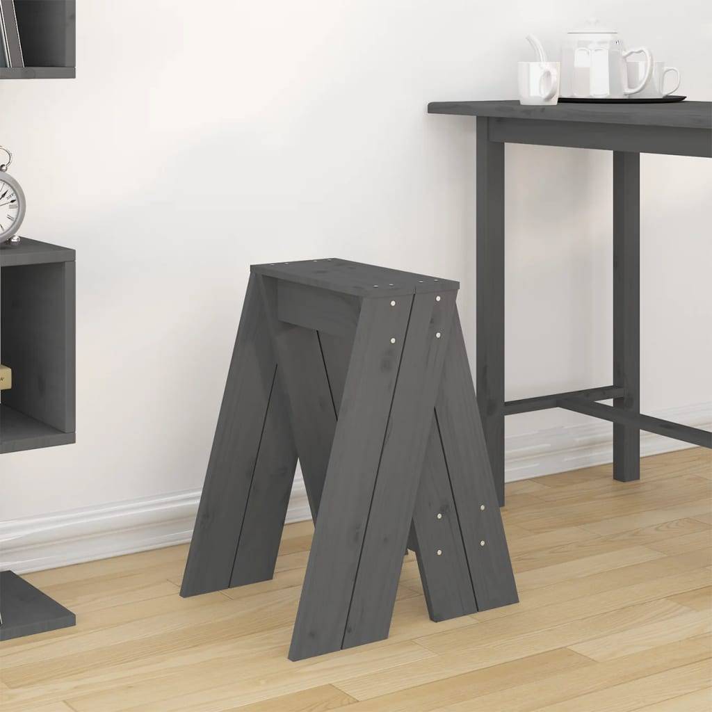 vidaXL Hocker 2 Stk. Grau 40x40x60 cm Massivholz Kiefer
